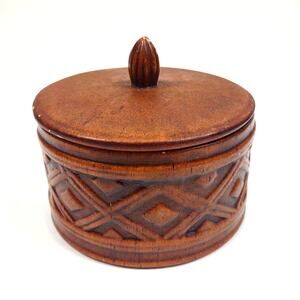 Vintage Round Ceramic Lidded Trinket Box Candy Dish Rare 1995 Terragrafics Inc